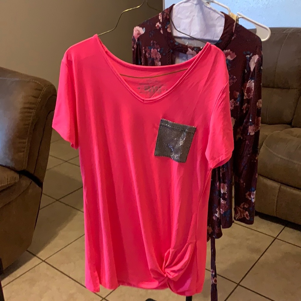boutique blouse with glitter pocket detail